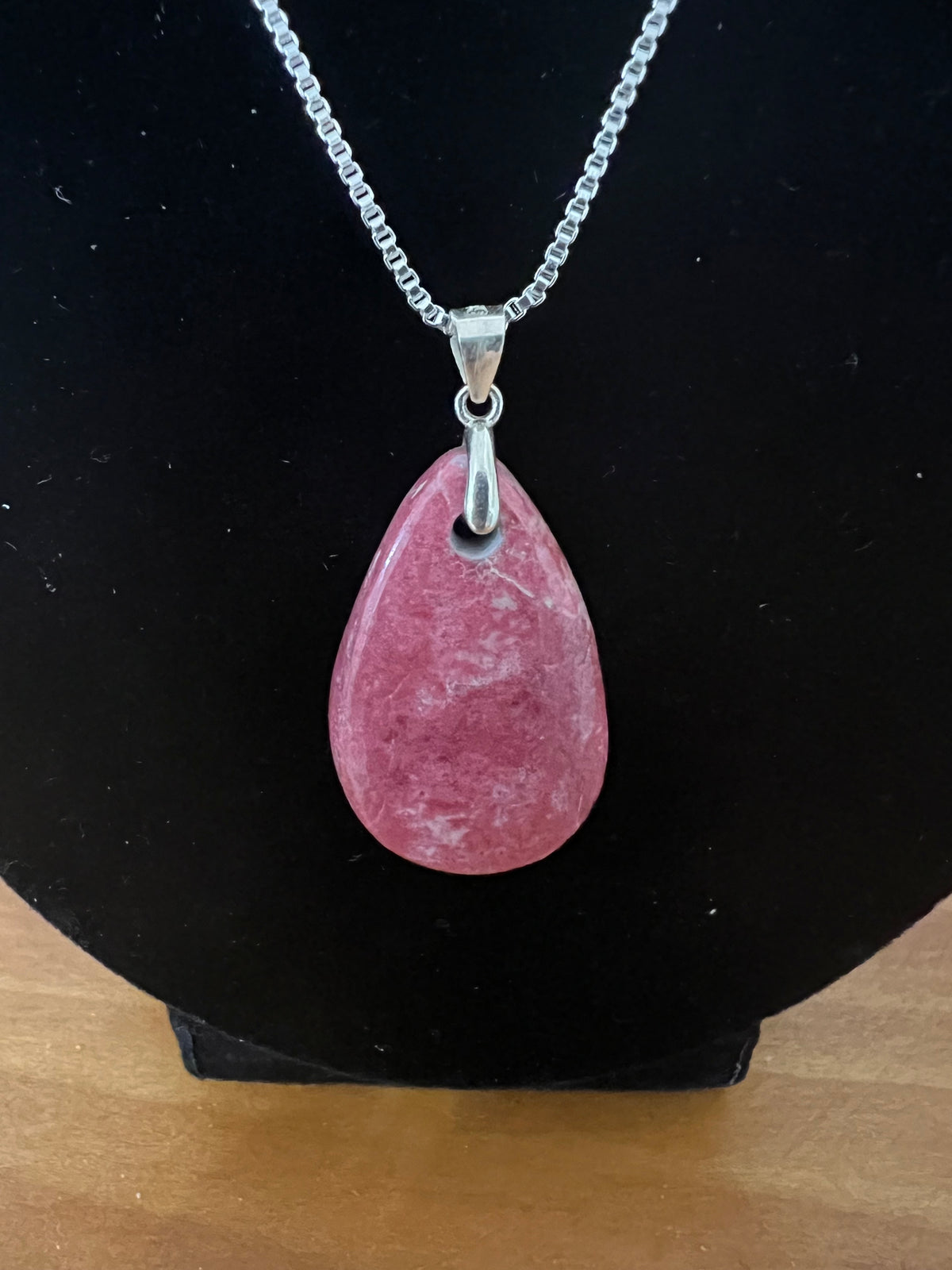 Genuine Russian Thulite Sterling Silver Necklace
