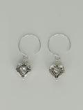 Silver Tone Heart Earrings - Choose from Amethyst or Crystal