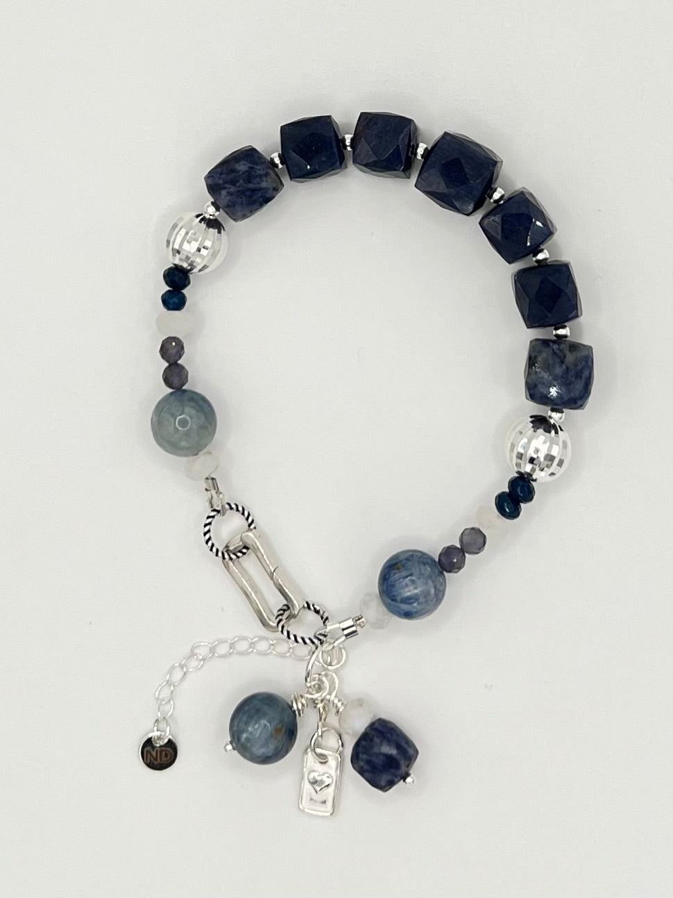 Genuine Faceted Iolite, Kyanite & Moonstone in Sterling Silver (earrings sold separately)