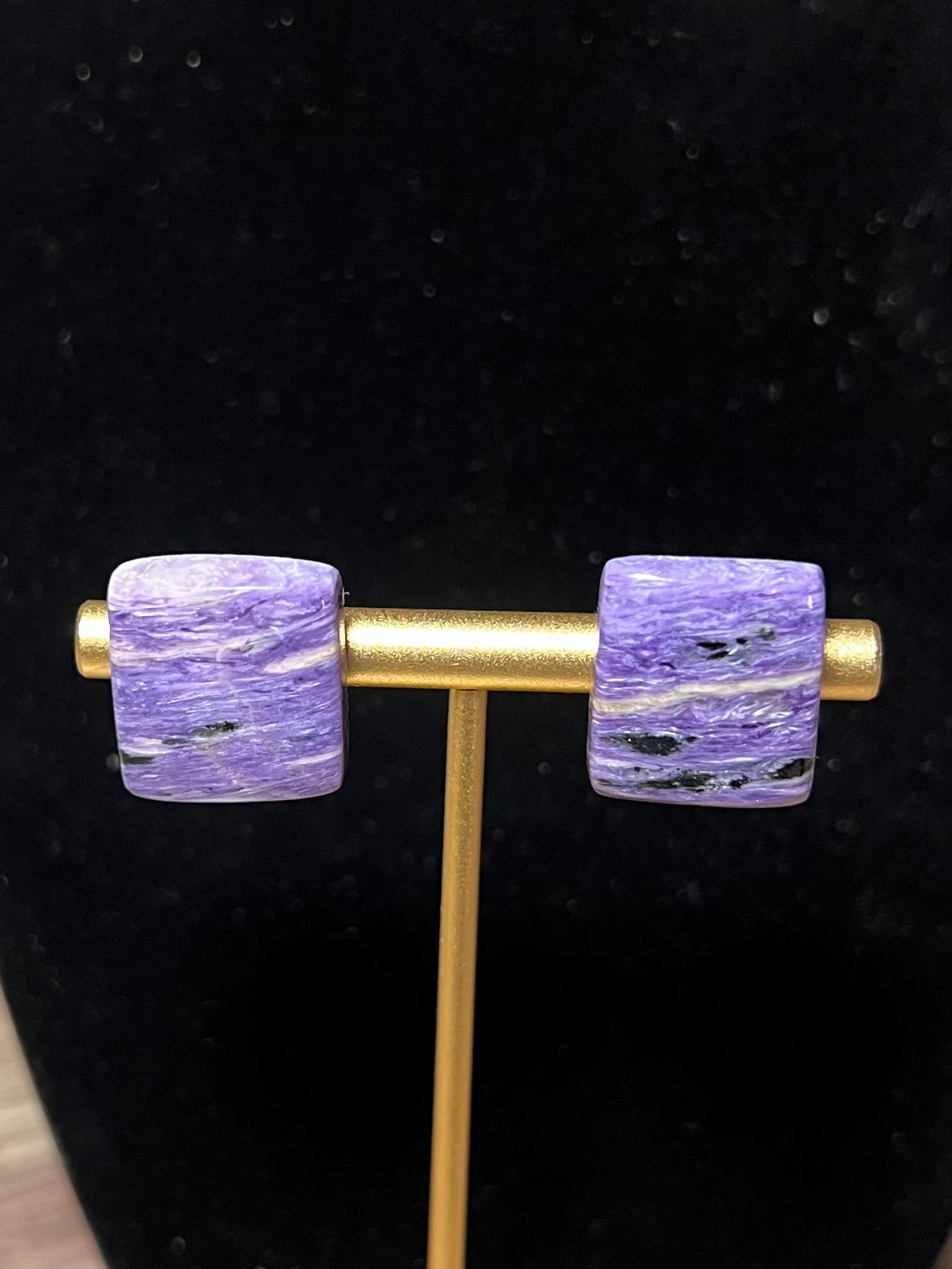 Genuine Russian Charoite Stud Earrings