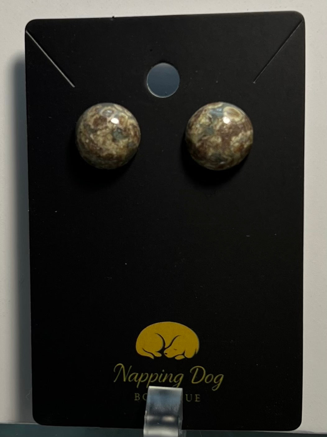 Frog Eye Jasper Round Stud Earrings – Natural Stone Earrings