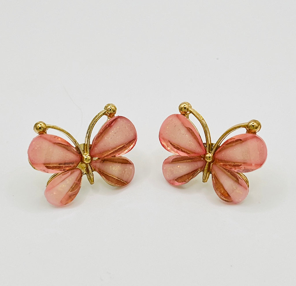 Gold Tone and Resin Butterfly Earrings - Multiple Colors