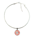 Sun Pendant Choker Necklace – Coral Enamel Celestial