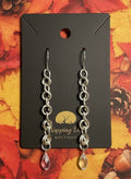 Hand-Wired Silver-Tone Chain Dangle Earrings with Glass Teardrops