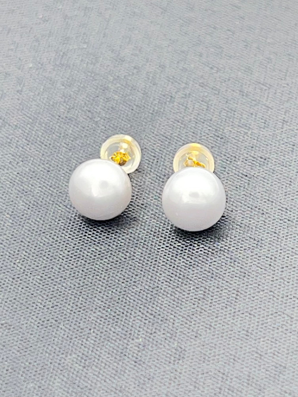 White Freshwater Pearl Stud Earrings in Gold Filled Over Sterling Silver