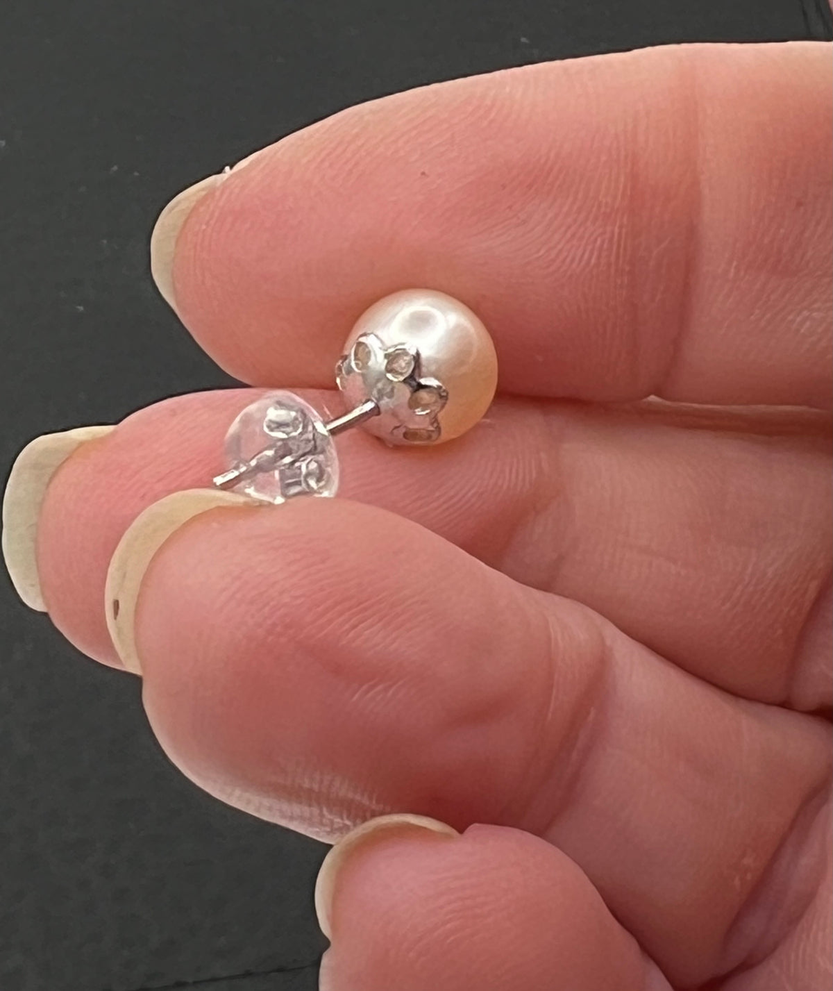 Pink Freshwater Pearl Stud Earrings in Sterling Silver