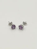 925 Sterling Silver Round-Cut Amethyst Stud Earrings