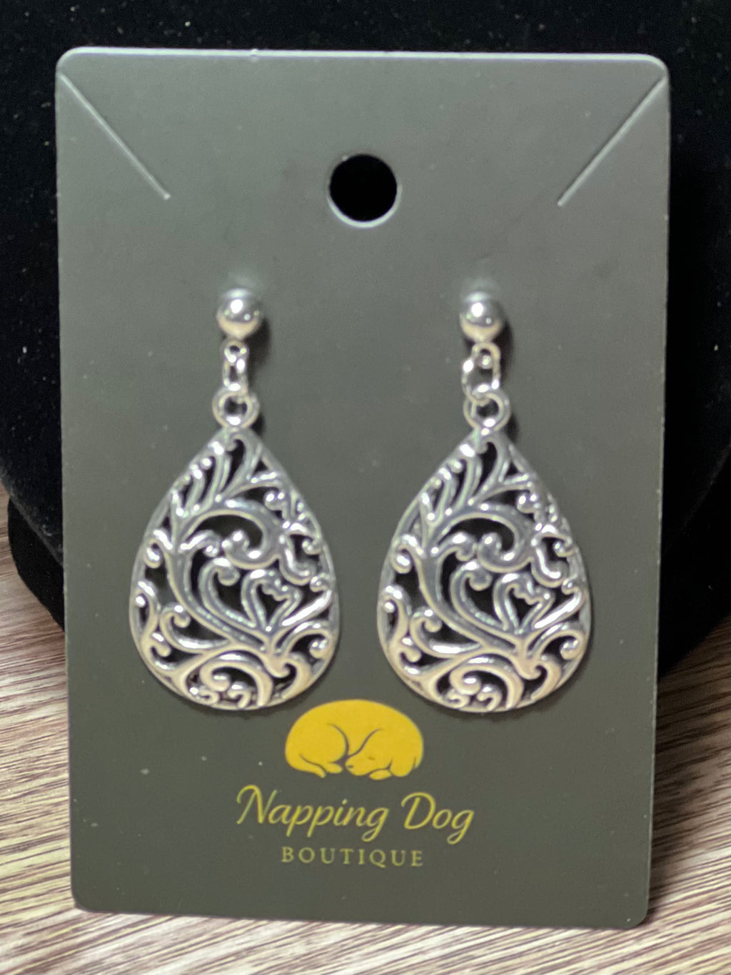 Silver Filigree Teardrop Earrings