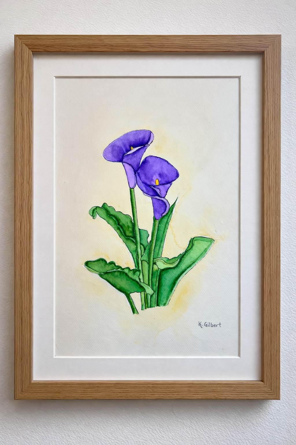 Original Watercolor Painting – Purple Calla Lilies (9x12)