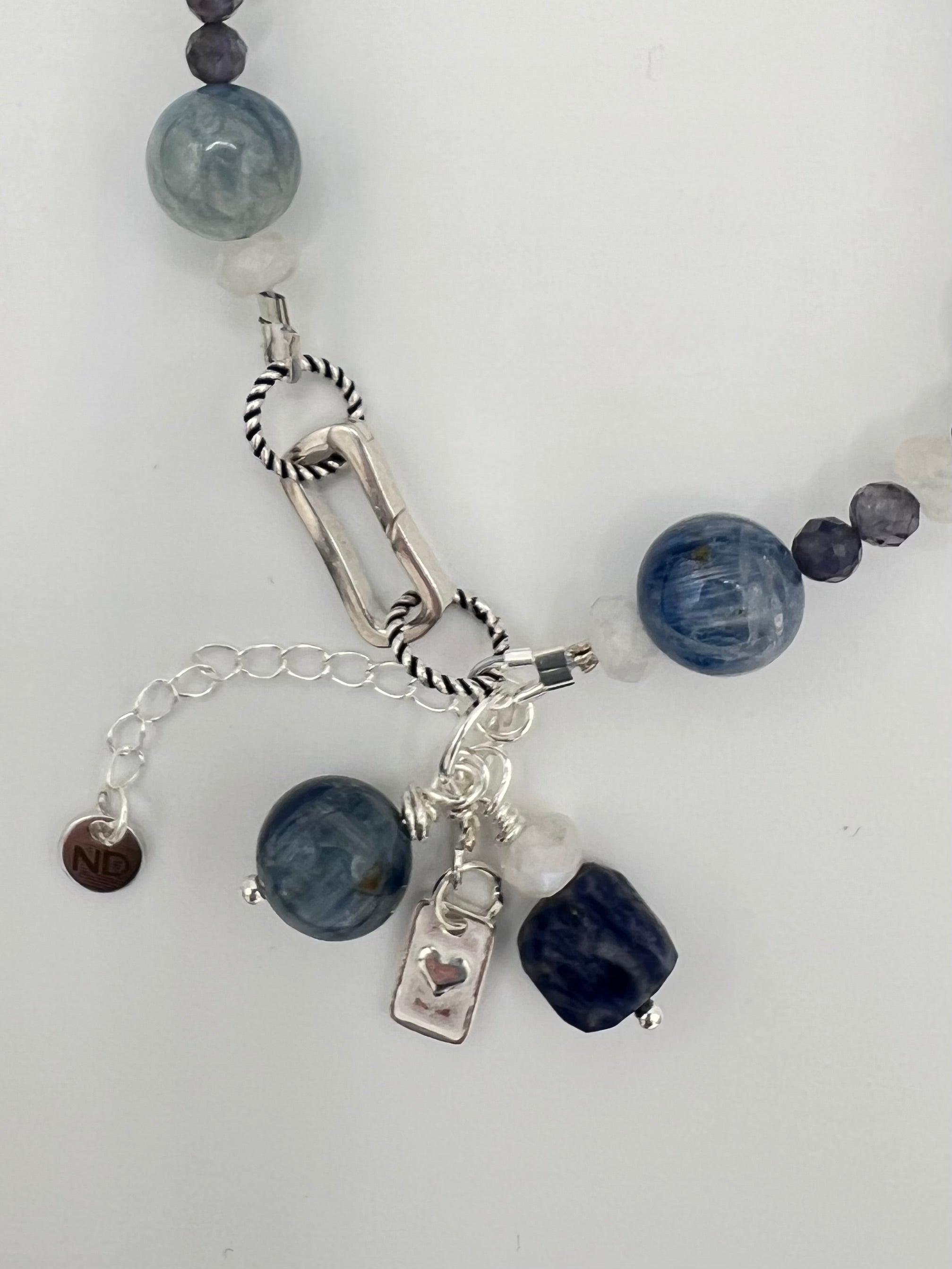 Genuine Faceted Iolite, Kyanite & Moonstone in Sterling Silver (earrings sold separately)