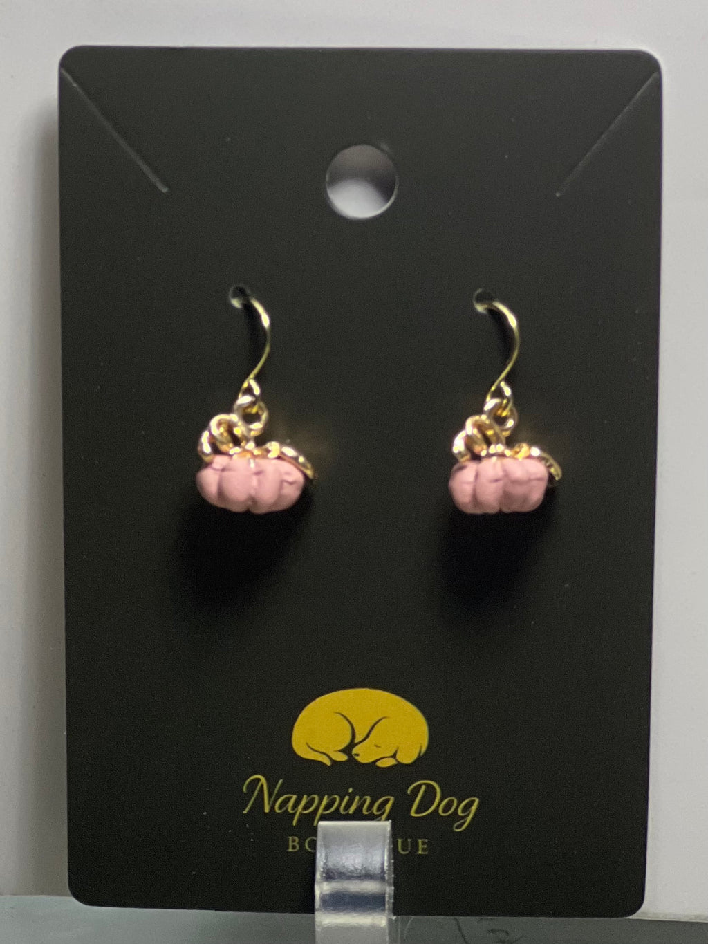 Pink Ceramic Pumpkin Dangle Earrings – Gold-Tone Fall Earrings