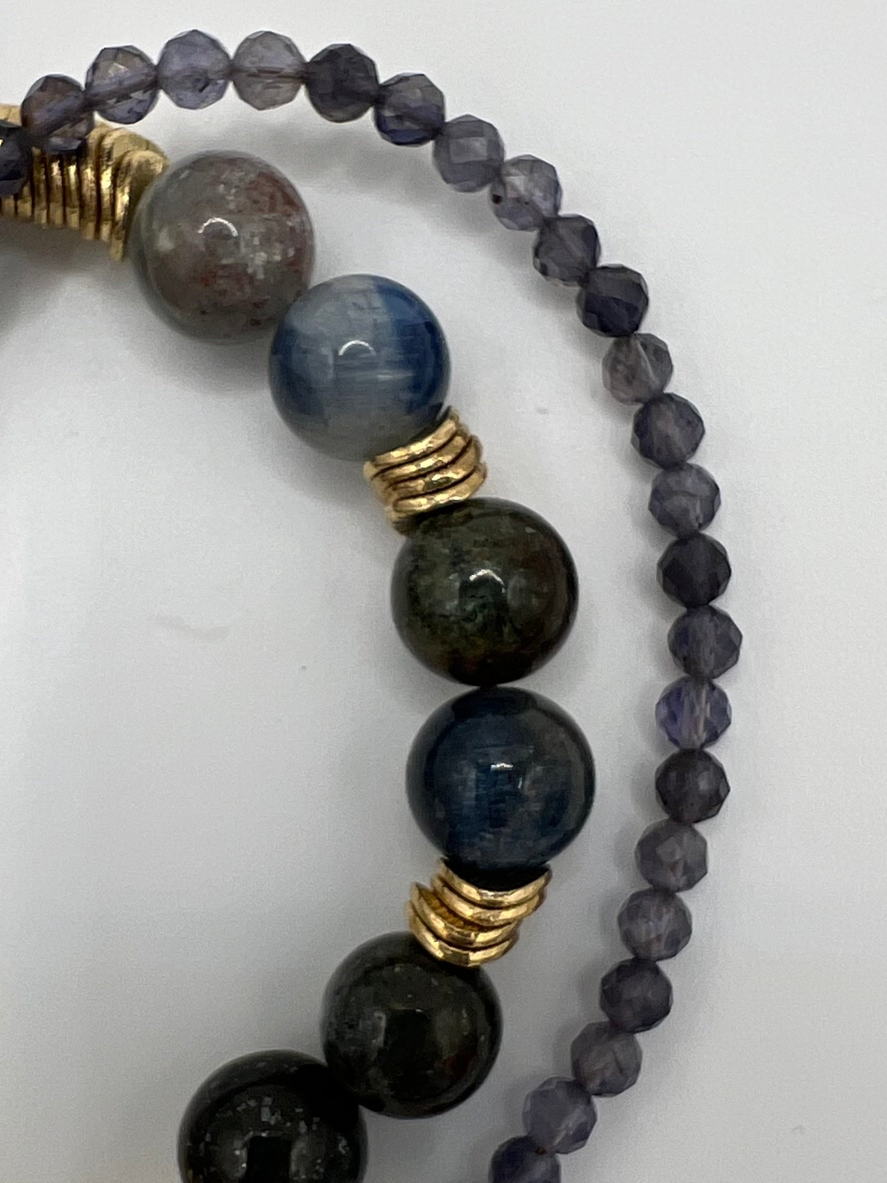 Genuine Kyanite, Chalcedony and Moonstone Two-Strand Bracelet (earrings sold separately)