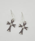 Artisan-Style Antique Silver Cross Earrings