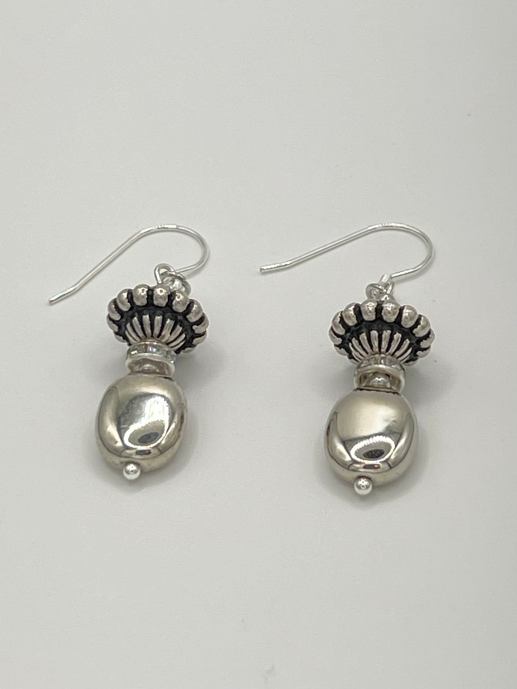Silver Beaded Drop Earrings