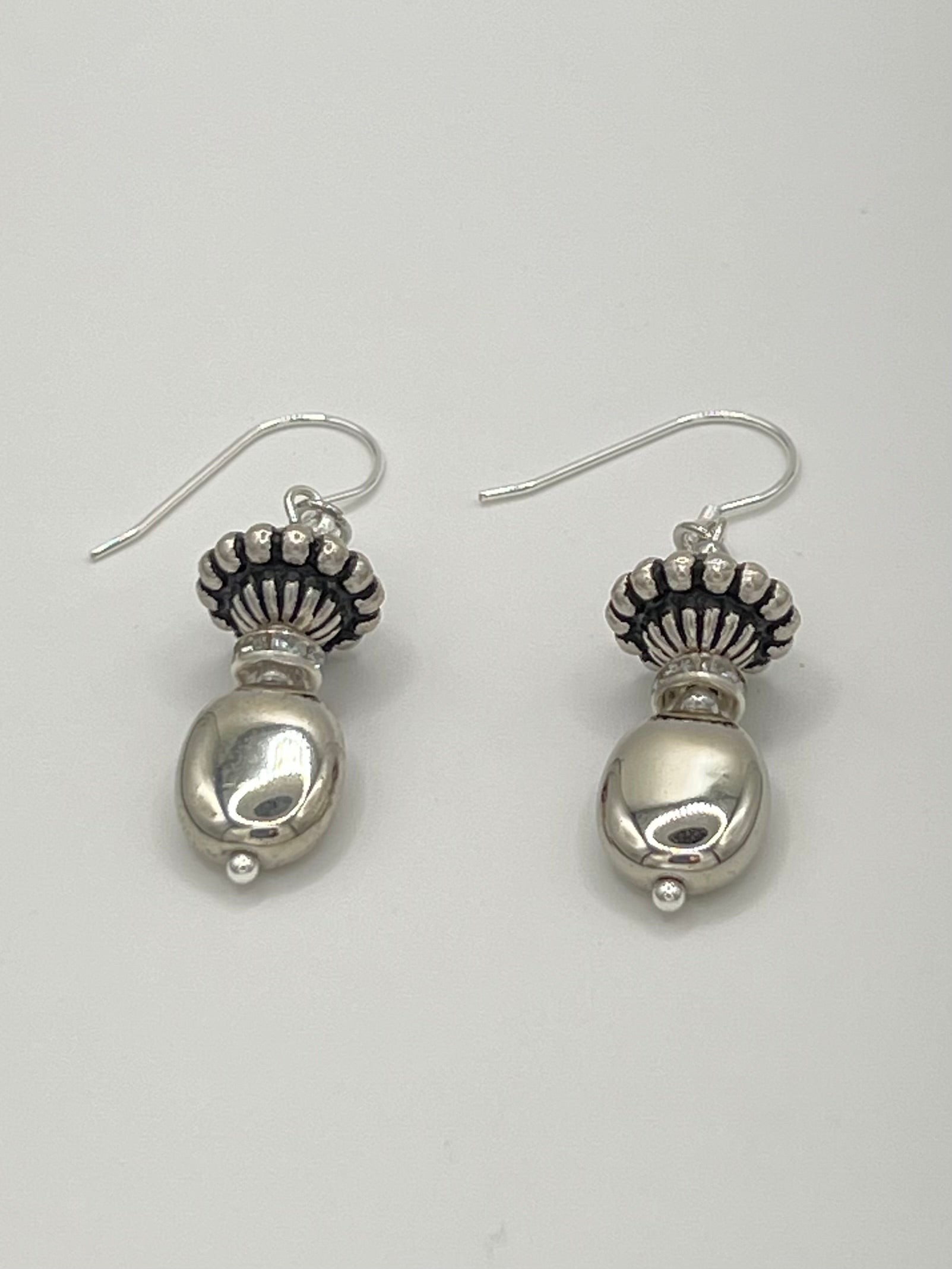 Silver Beaded Drop Earrings