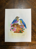 Bluebird Garden – Original Watercolor Painting (8x10)