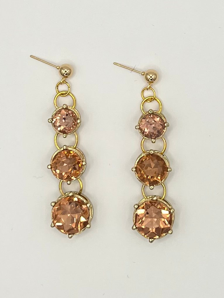 Pink Champagne Crystal Drop Earrings