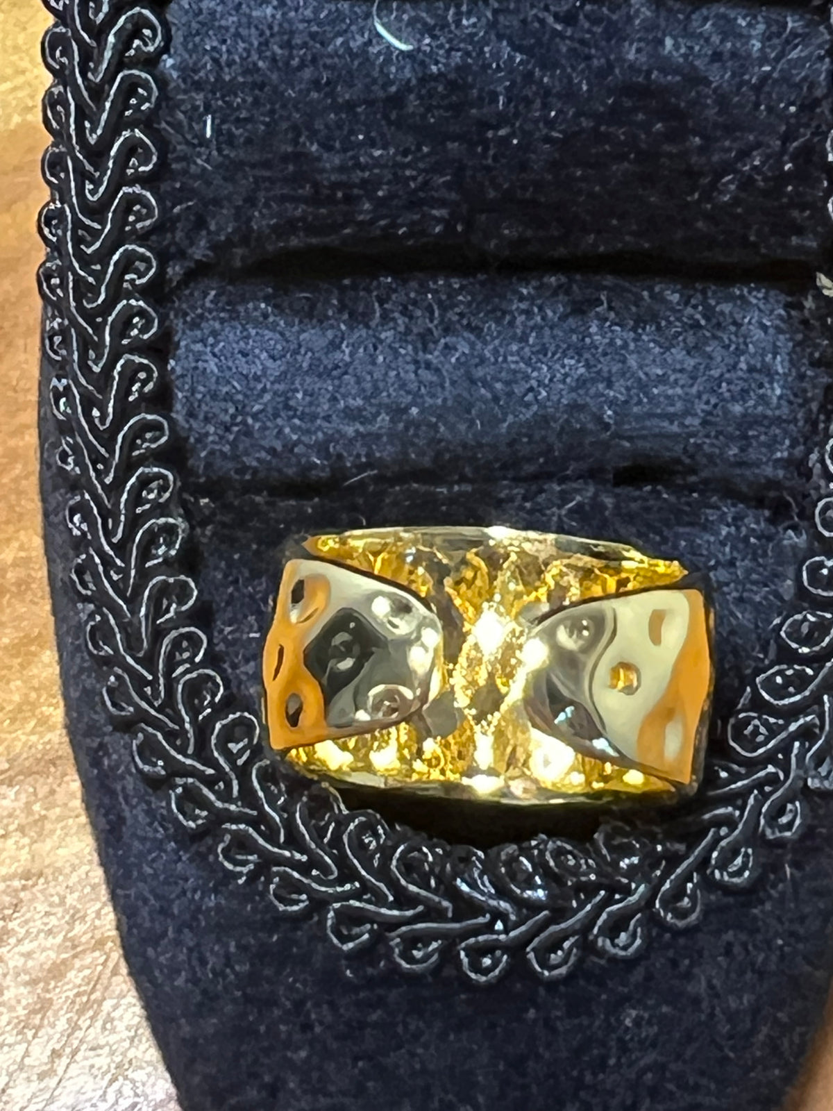18K Gold-Filled Hammered Statement Ring - Golden Harvest Collection