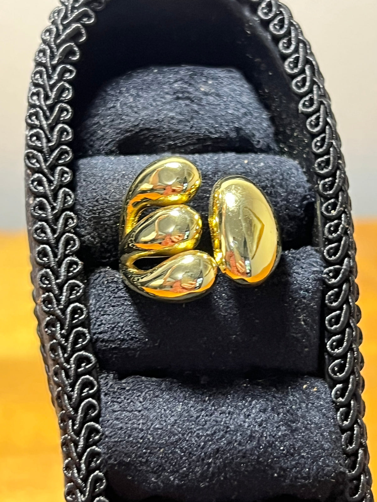 18K Gold-Filled Sculptural Pebble Ring - Golden Harvest Collection