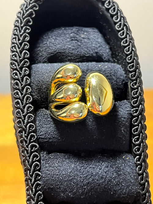 18K Gold-Filled Sculptural Pebble Ring - Golden Harvest Collection