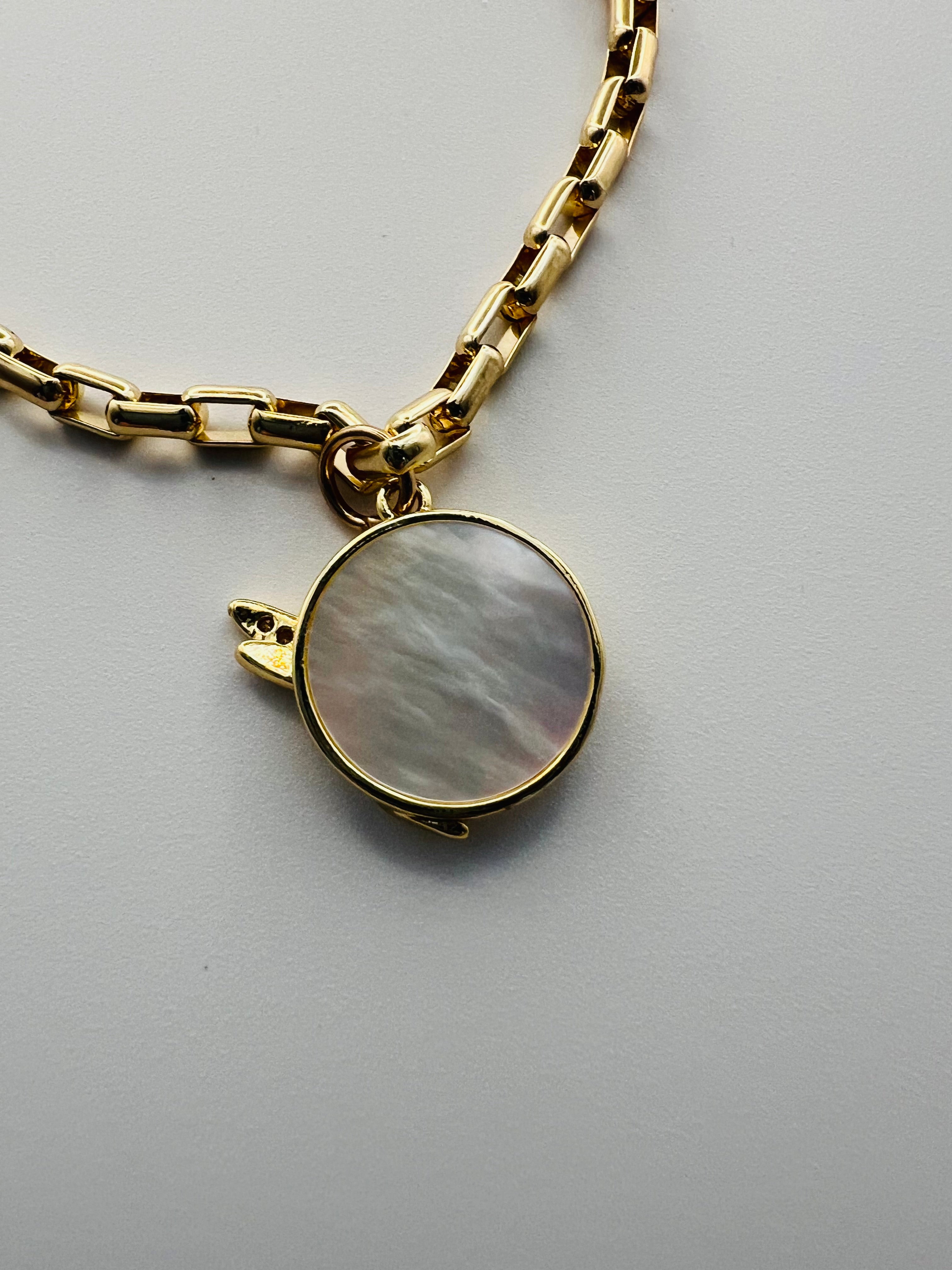 Gold Tone Bracelet with Opal Dragon Fly Charm