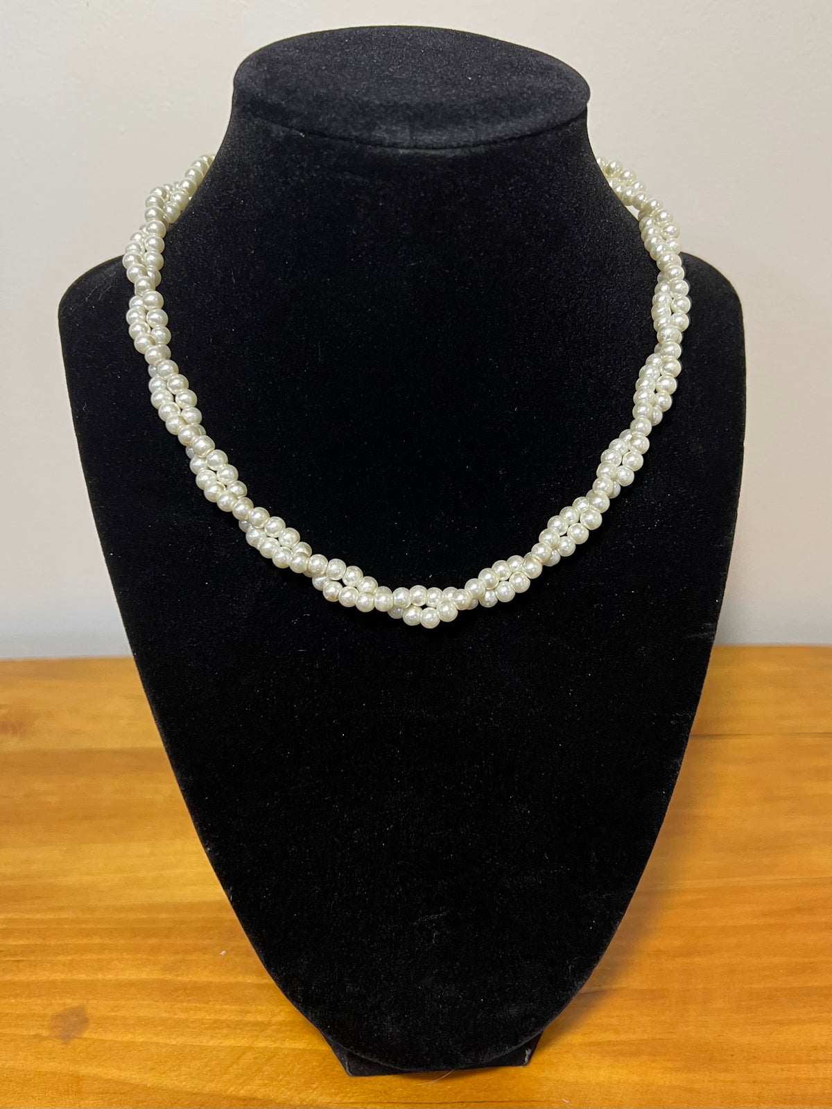 Triple-Strand Pearl Necklace – Silver Tone Adjustable