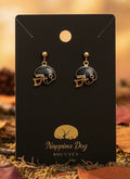 Black Football Helmet Dangle Earrings – Gold-Tone Sports Earrings