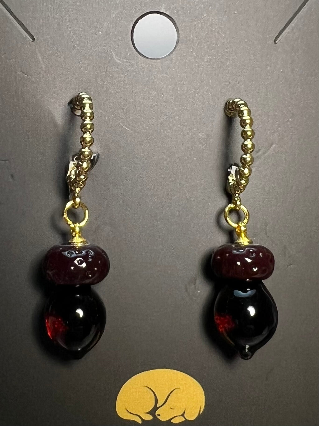 Brown Acorn Bead Dangle Earrings – Gold-Tone Textured Hoop Earrings