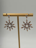Rose Gold Crystal Starburst Drop Earrings