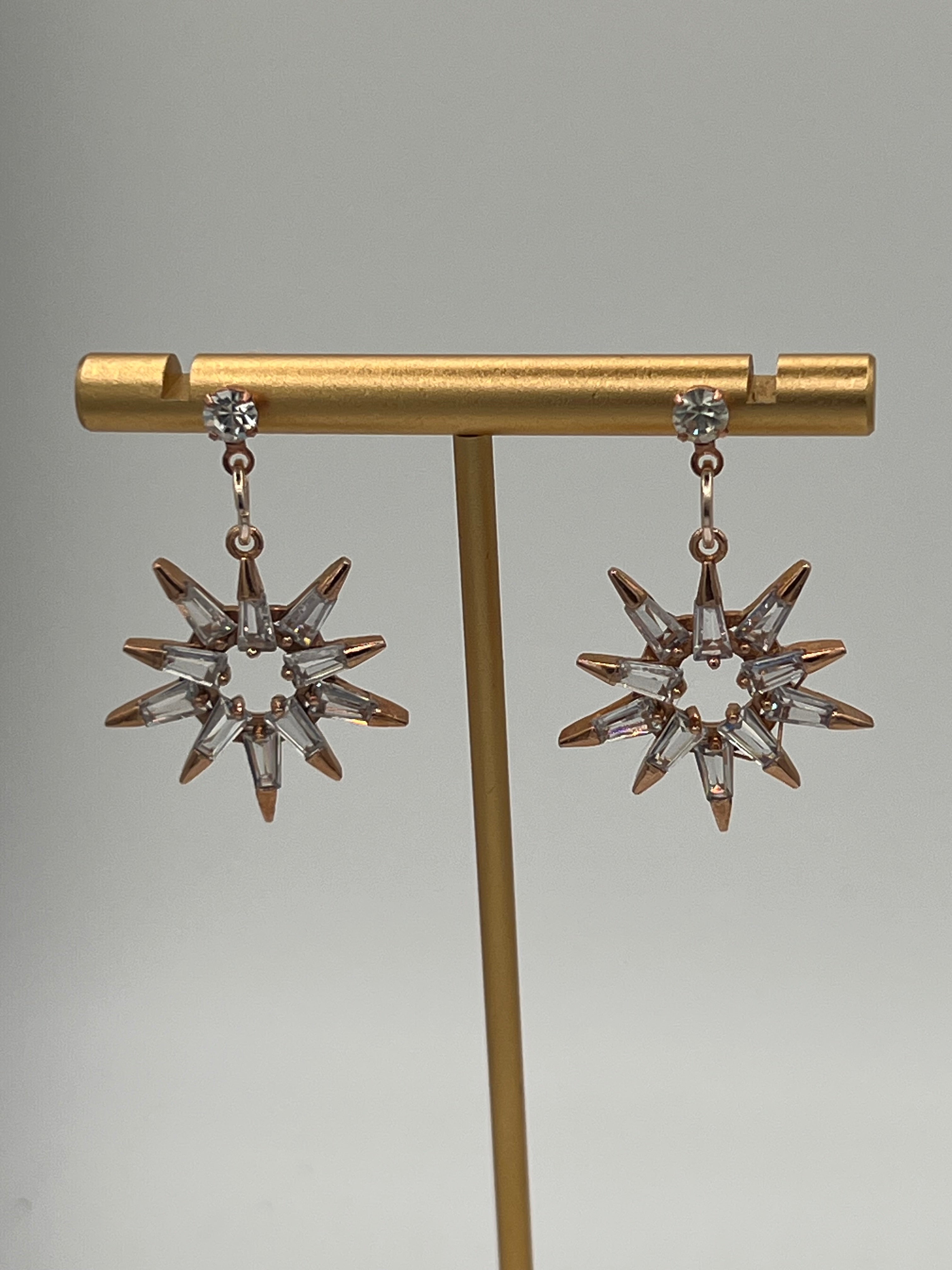 Rose Gold Crystal Starburst Drop Earrings