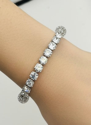 Crystal Snowflake Bracelet – Clear Beaded Rhinestone Bar Bracelet