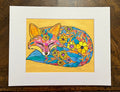 Whimsical Floral Fox Watercolor Painting – Original 9x12 Artwork with White Mat