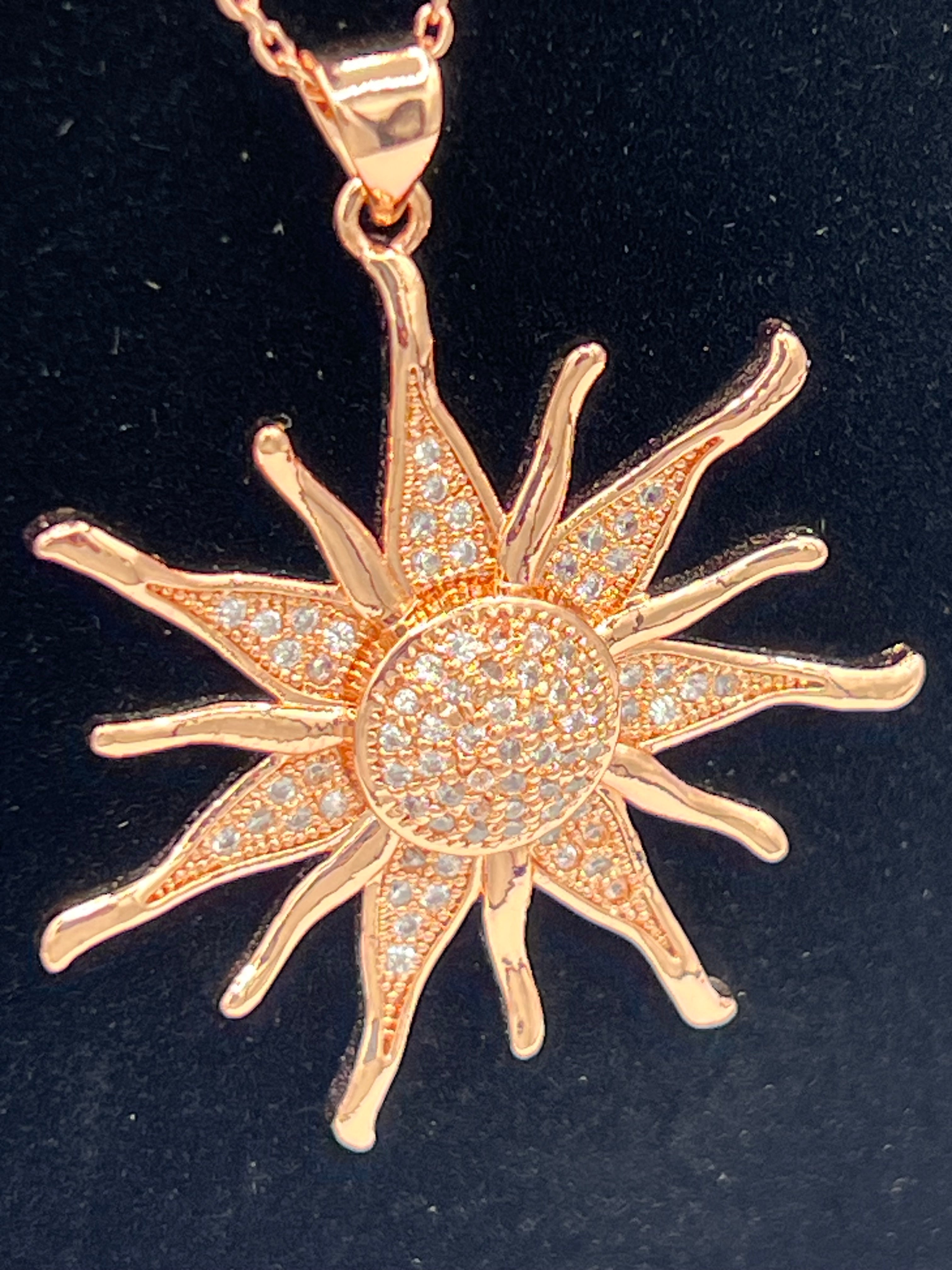 Celestial Sunburst Necklace – 18K Gold Plated 925 Sterling Silver Chain
