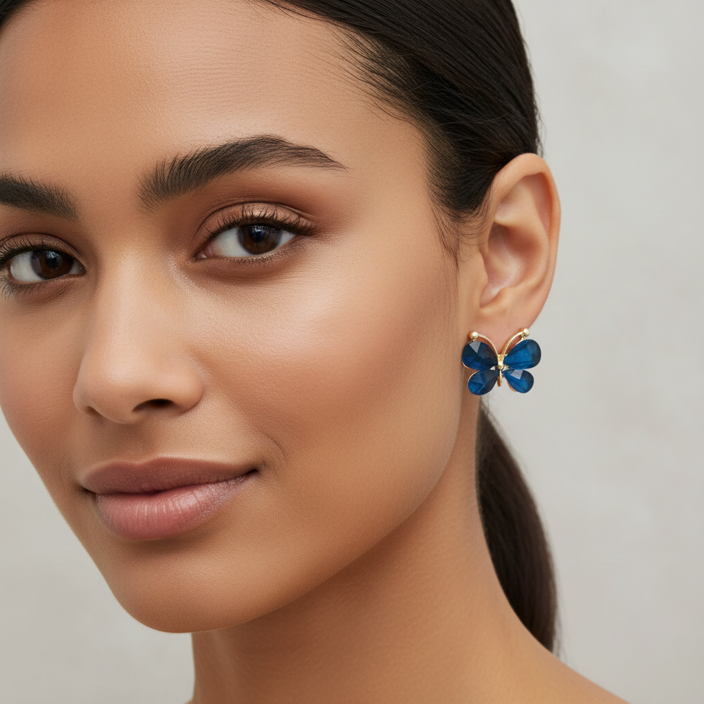 Gold Tone and Resin Butterfly Earrings - Multiple Colors