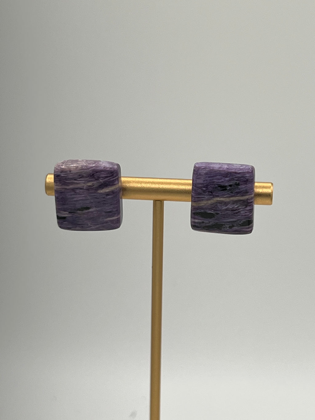 Genuine Russian Charoite Stud Earrings