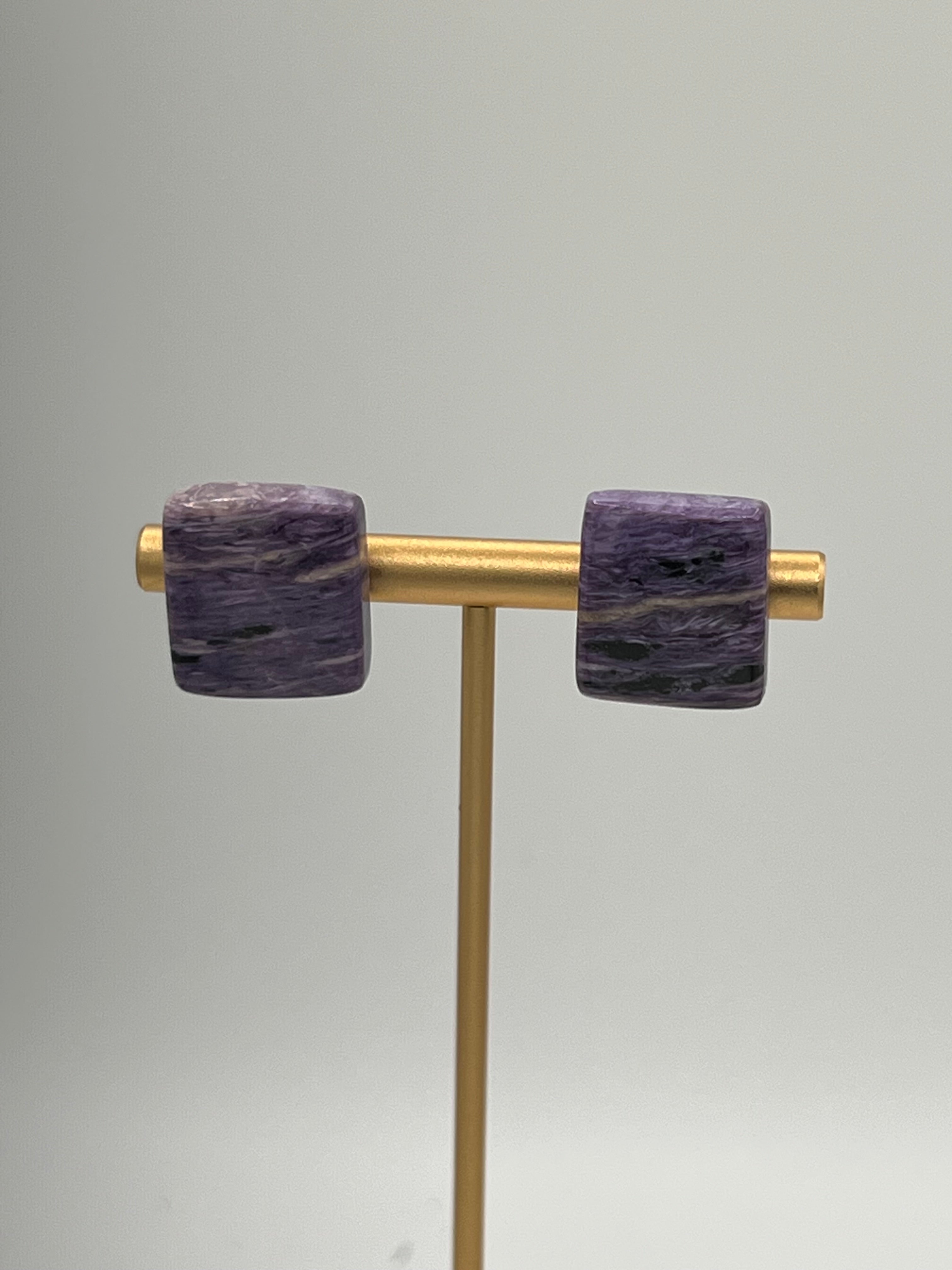 Genuine Russian Charoite Stud Earrings