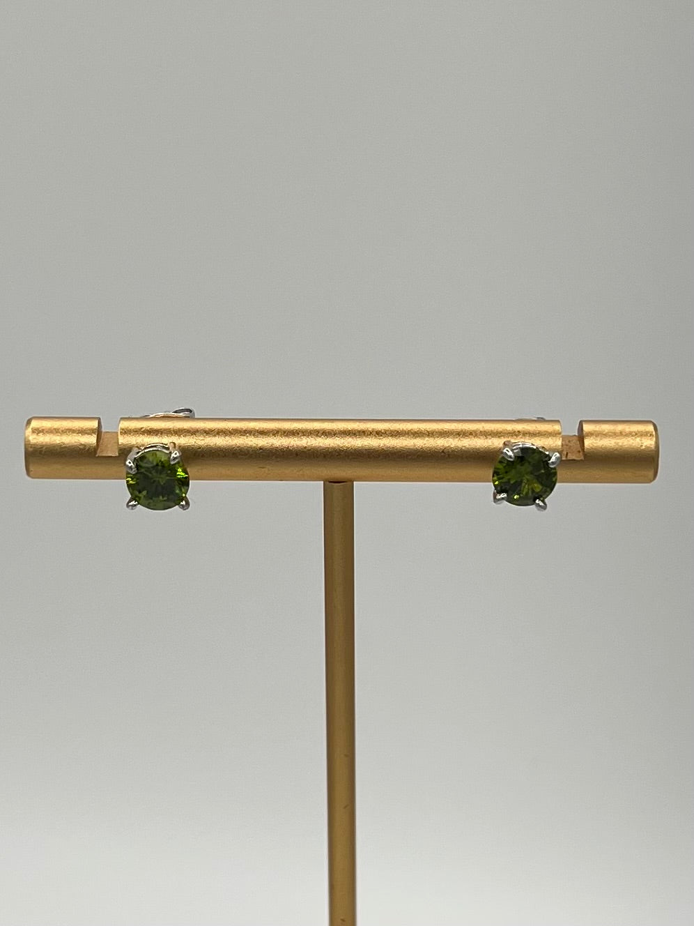 Sterling Silver Genuine Peridot Round Stud Earrings