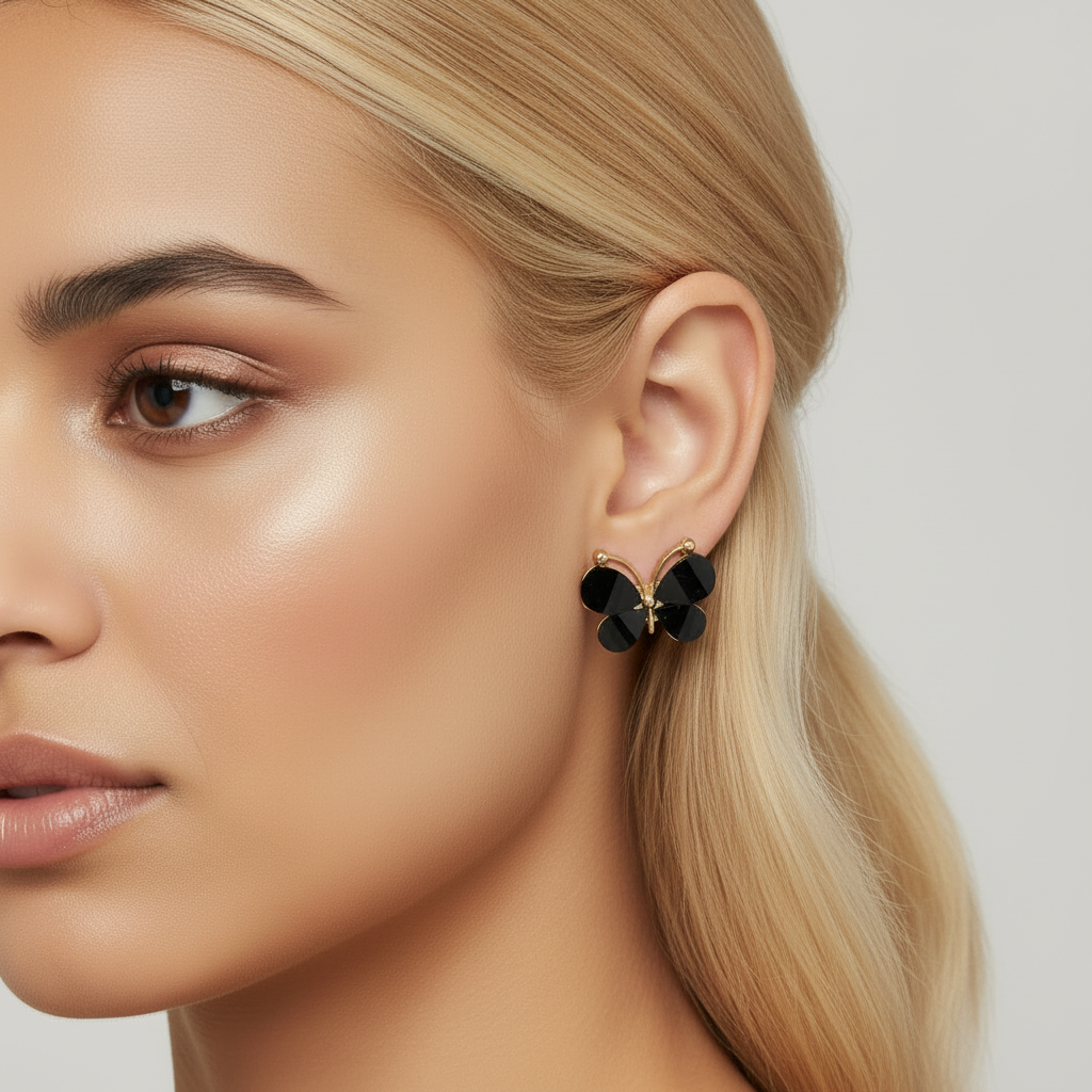 Gold Tone and Resin Butterfly Earrings - Multiple Colors