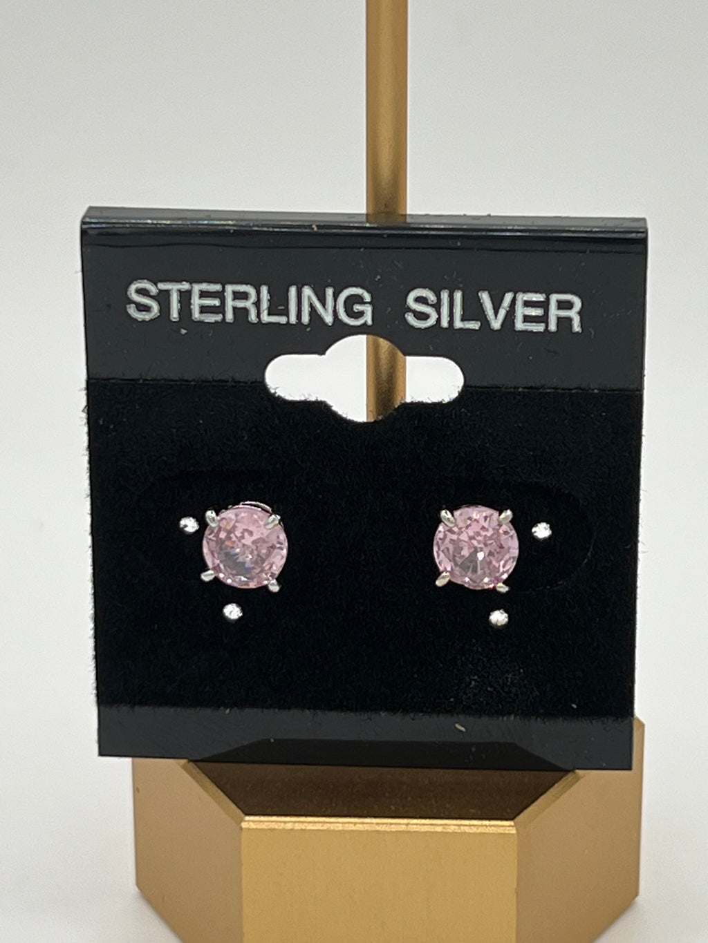 925 Sterling Silver Round-Cut Pink Stud Earrings