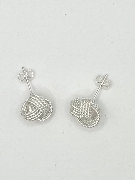 Sterling Silver Love Knot Stud Earrings