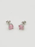 925 Sterling Silver Round-Cut Pink Stud Earrings