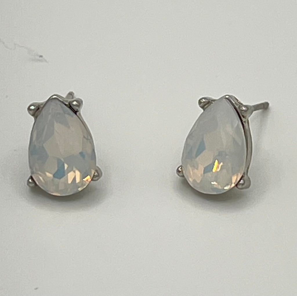Stainless Steel Teardrop Opalite Post Earrings