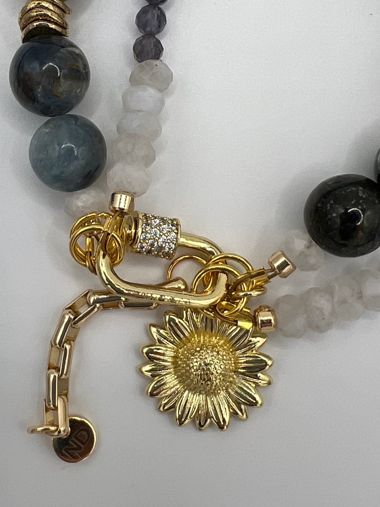 Genuine Kyanite, Chalcedony and Moonstone Two-Strand Bracelet (earrings sold separately)