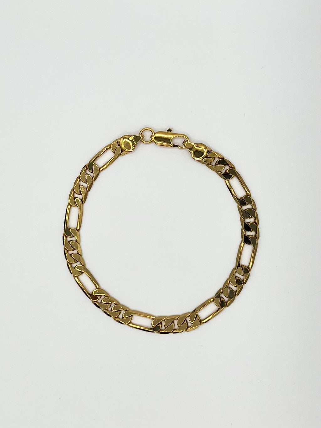 Gold Tone Stainless Steel Figaro Chain Bracelet