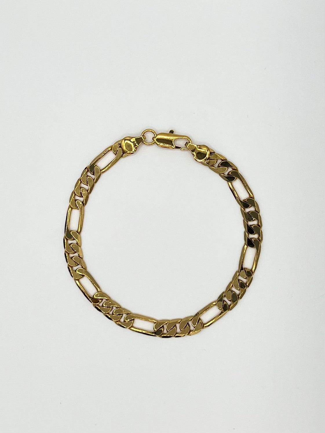 Gold Tone Stainless Steel Figaro Chain Bracelet
