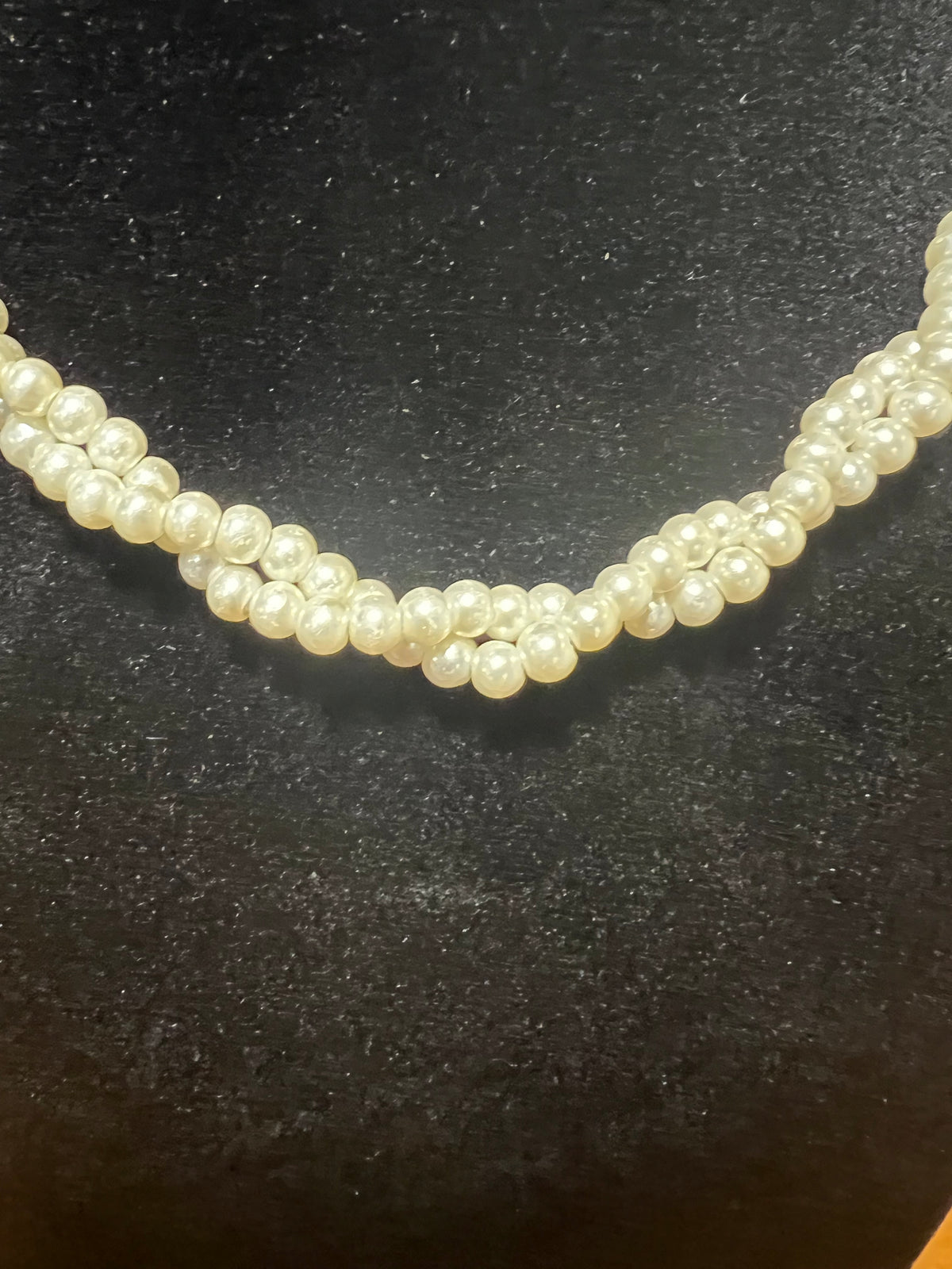 Triple-Strand Pearl Necklace – Silver Tone Adjustable