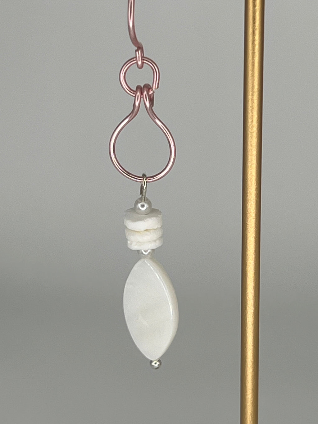 Pink Hand-Shaped Earrings with Shell Beads