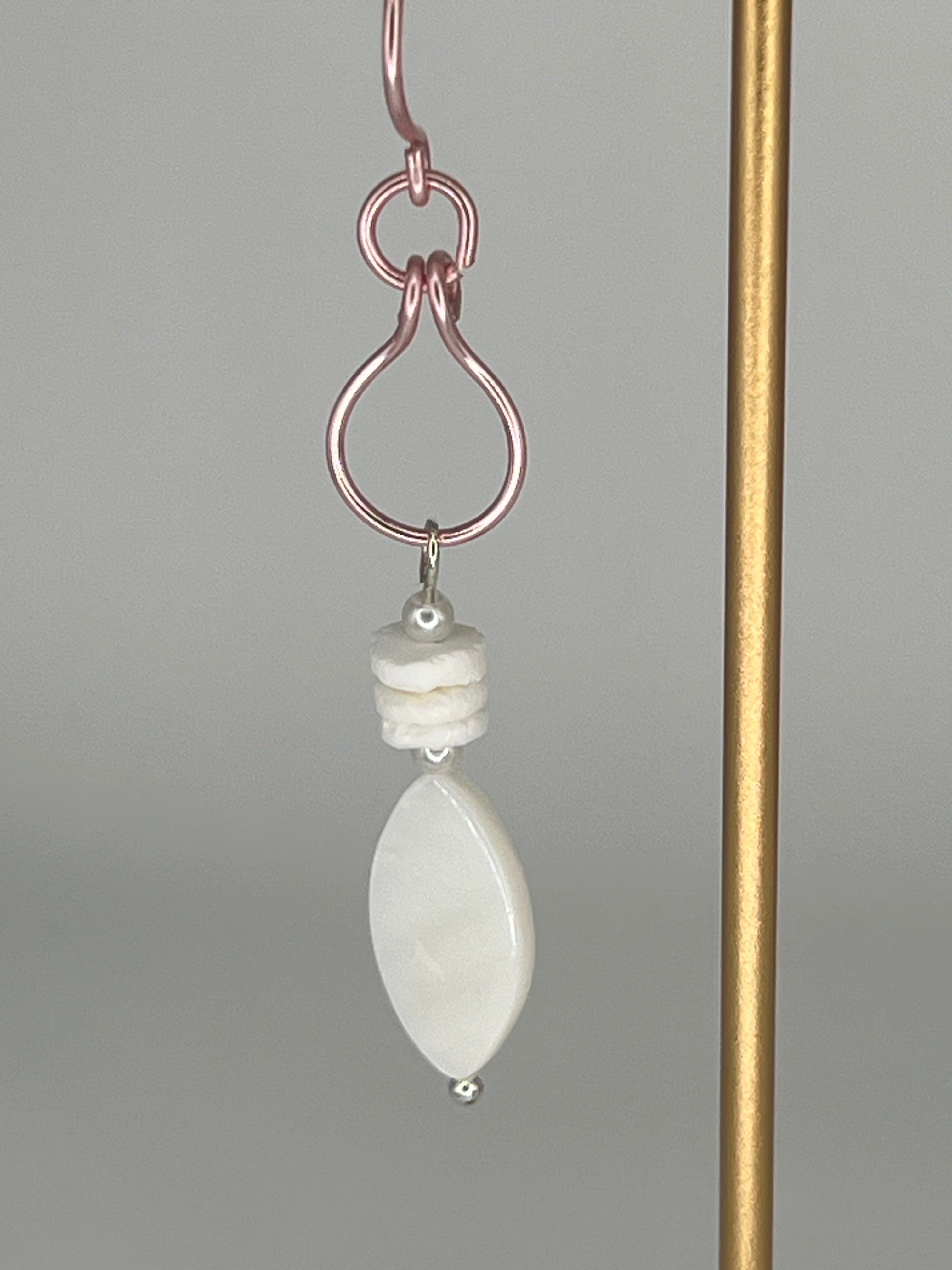 Pink Hand-Shaped Earrings with Shell Beads