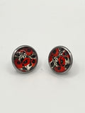 Red Floral Stud Earrings – Minimalist Stainless Steel Petite Flower Earrings