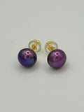 Purple Freshwater Pearl Stud Earrings in Gold Filled over Sterling Silver